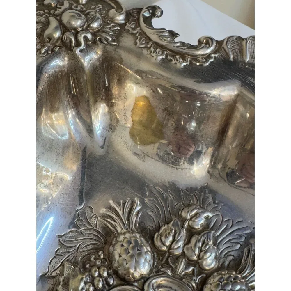 Antique Stunning Silver Plated Ornate Basket Repousse top handle must see